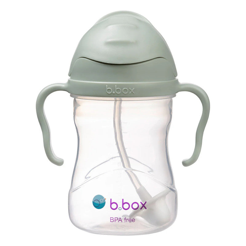 b.box Sippy Cup | Drink from any Angle | Fliptop, Weighted Straw, Leak Proof & Easy Grip | BPA Free, Dishwasher safe | From 6m+ | 240ml/8 oz (Sage)