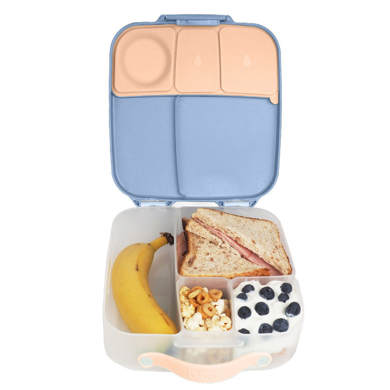 b.box Lunchbox | Jumbo Bento Box with 4 Compartments (2 Leakproof), Removable Divider, Gel Cold Pack | Ideal for School | From 3+ | 1L capacity