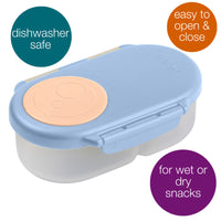 b.box Snackbox | Mini Bento Lunch Box with 2 Leakproof Compartments | Ideal for Toddlers, Kids Lunch & Snacks | Fits Whole Piece of Fruit | BPA Free, Blue-orange_2