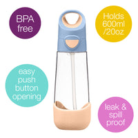 b.box TritanTM Drink & Water Bottle | Easy Grip Bottle and Leakproof Lid | Cool Modern Child Friendly Design, Best for After Sippy Cup | 600ml/20(feeling peachy)_2