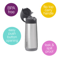 b.box Insulated Drink & Water Bottle | Insulated Double Wall Stainless Steel | Keeps Drinks Cold up to 15hrs, Warm up to 8hrs | 500ml/16.9(graphite)_2