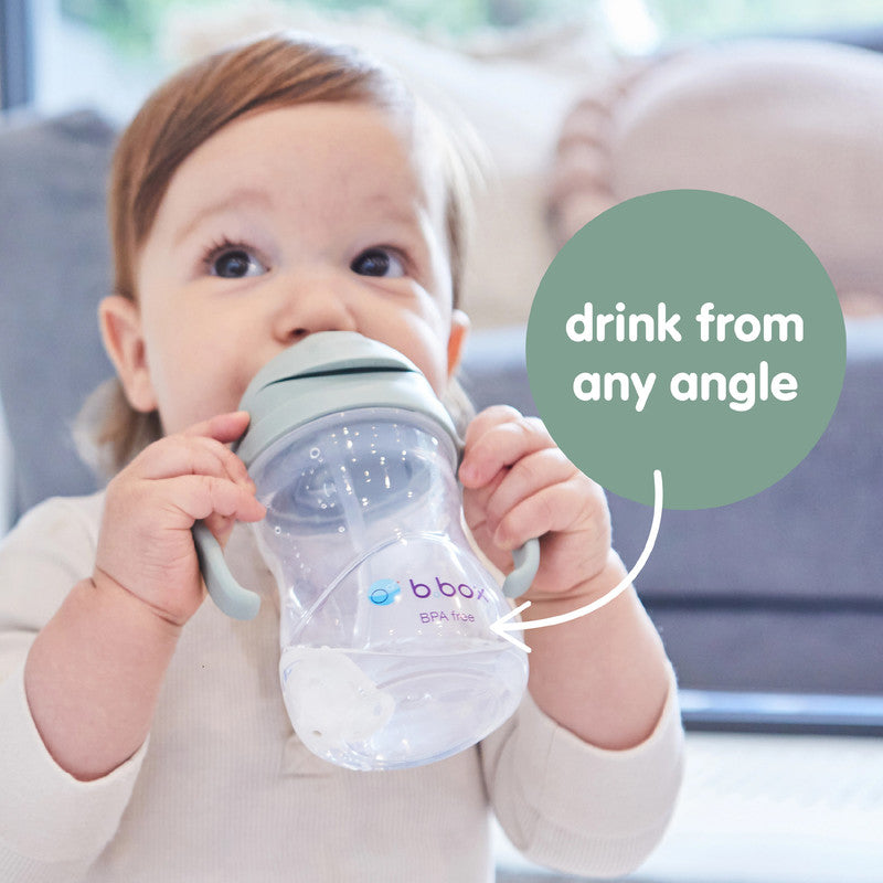 b.box Sippy Cup | Drink from any Angle | Fliptop, Weighted Straw, Leak Proof & Easy Grip | BPA Free, Dishwasher safe | From 6m+ | 240ml/8 oz (Cobalt)