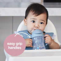 b.box Learning Cup for Every Angle | Flip Top, Heavy Straw, Handle, Leak-Proof | BPA Free & for Dishwasher | from 6 m | 240 ml (Gray)_5