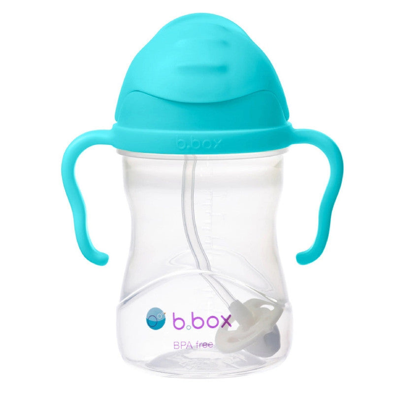 b.box Sippy Cup | Drink from any Angle | Fliptop, Weighted Straw, Leak Proof & Easy Grip | BPA Free, Dishwasher safe | From 6m+ | 240ml (Aqua)
