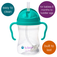 b.box Sippy Cup | Drink from any Angle | Fliptop, Weighted Straw, Leak Proof & Easy Grip | BPA Free, Dishwasher safe | From 6m+ | 240ml (Jade)_2