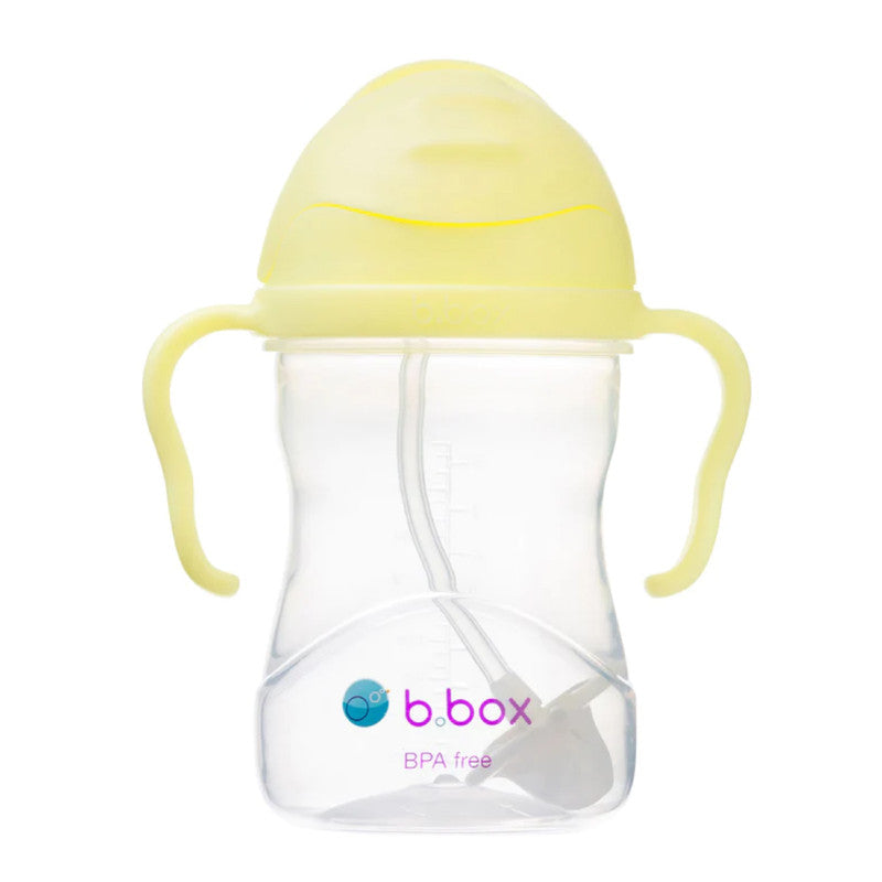 b.box Sippy Cup | Drink from any Angle | Fliptop, Weighted Straw, Leak Proof & Easy Grip | BPA Free, Dishwasher safe | From 6m+ | 240ml (Banana Split)