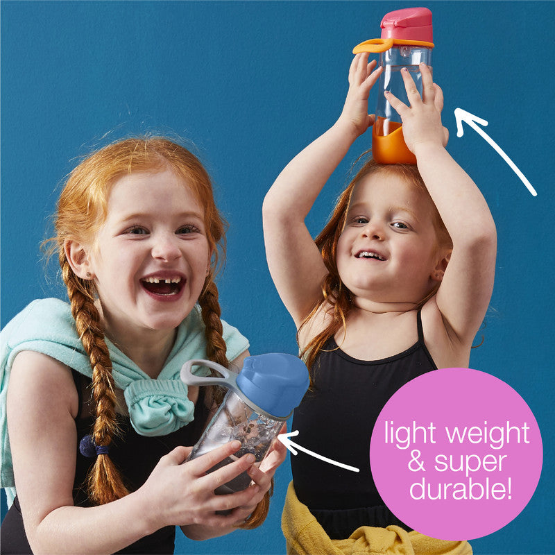 b.box Sport Spout Drink & Water Bottle | Easy Grip Bottle and Leakproof Lid | Cool Modern Child Friendly Design, Tilt and Sip | 450ml/15, Grey-Blue