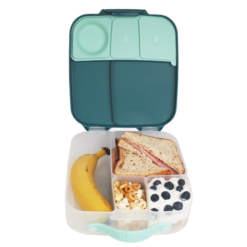 b.box Lunchbox | Jumbo Bento Box with 4 Compartments (2 Leakproof), Removable Divider, Gel Cold Pack | Ideal for School | From 3+ | 1L capacity