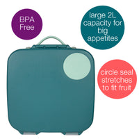 b.box Lunchbox | Jumbo Bento Box with 4 Compartments (2 Leakproof), Removable Divider, Gel Cold Pack | Ideal for School | From 3+ | 1L capacity, Green_2