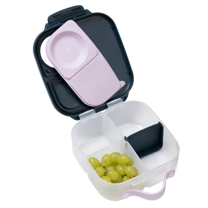 b.box Mini Lunchbox | Bento Box with 3 Compartments (2 Leakproof) | Ideal for Toddlers, Kids Lunch & Snacks | Fits Whole Piece of Fruit | BPA Free, indigo