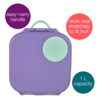 b.box Mini Lunchbox | Bento Box with 3 Compartments (2 Leakproof) | Ideal for Toddlers, Kids Lunch & Snacks | Fits Whole Piece of Fruit | BPA Free, purple-green_2