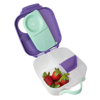 b.box Mini Lunchbox | Bento Box with 3 Compartments (2 Leakproof) | Ideal for Toddlers, Kids Lunch & Snacks | Fits Whole Piece of Fruit | BPA Free, purple-green_3