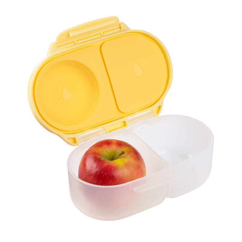 b.box Snackbox | Mini Bento Lunch Box with 2 Leakproof Compartments | Ideal for Toddlers, Kids Lunch & Snacks | Fits Whole Piece of Fruit | BPA Free, Lemon twist