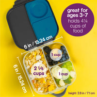 b.box Mini Lunchbox | Bento Box with 3 Compartments (2 Leakproof) | Ideal for Toddlers, Kids Lunch & Snacks | Fits Whole Piece of Fruit | BPA Free, indigo_4