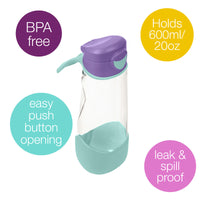 b.box Sport Spout Drink & Water Bottle | Easy Grip Bottle and Leakproof Lid | Cool Modern Child Friendly Design, Tilt and Sip | 600ml/20( lilac pop)_2