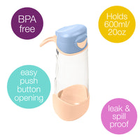 b.box Sport Spout Drink & Water Bottle | Easy Grip Bottle and Leakproof Lid | Cool Modern Child Friendly Design, Tilt and Sip | 600ml/20(feeling peachy)_2