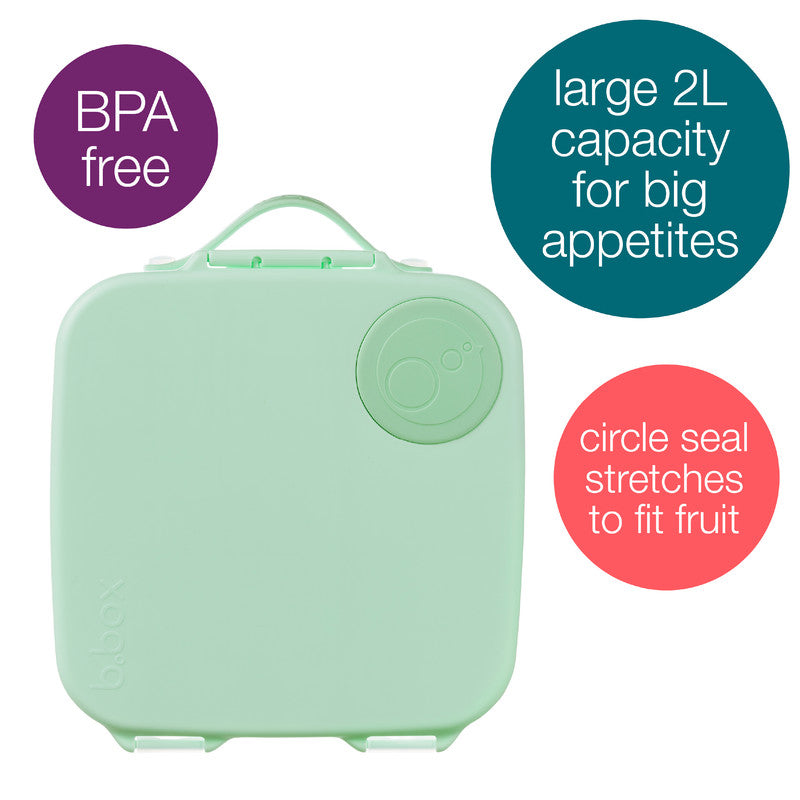 b.box Mini Lunchbox | Bento Box with 3 Compartments (2 Leakproof) | Ideal for Toddlers, Kids Lunch & Snacks | Fits Whole Piece of Fruit | BPA Free, spearmint