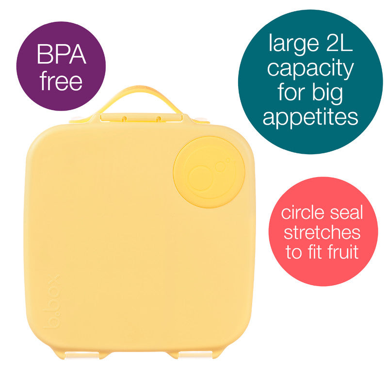 b.box Mini Lunchbox | Bento Box with 3 Compartments (2 Leakproof) | Ideal for Toddlers, Kids Lunch & Snacks | Fits Whole Piece of Fruit | BPA Free,Yellow