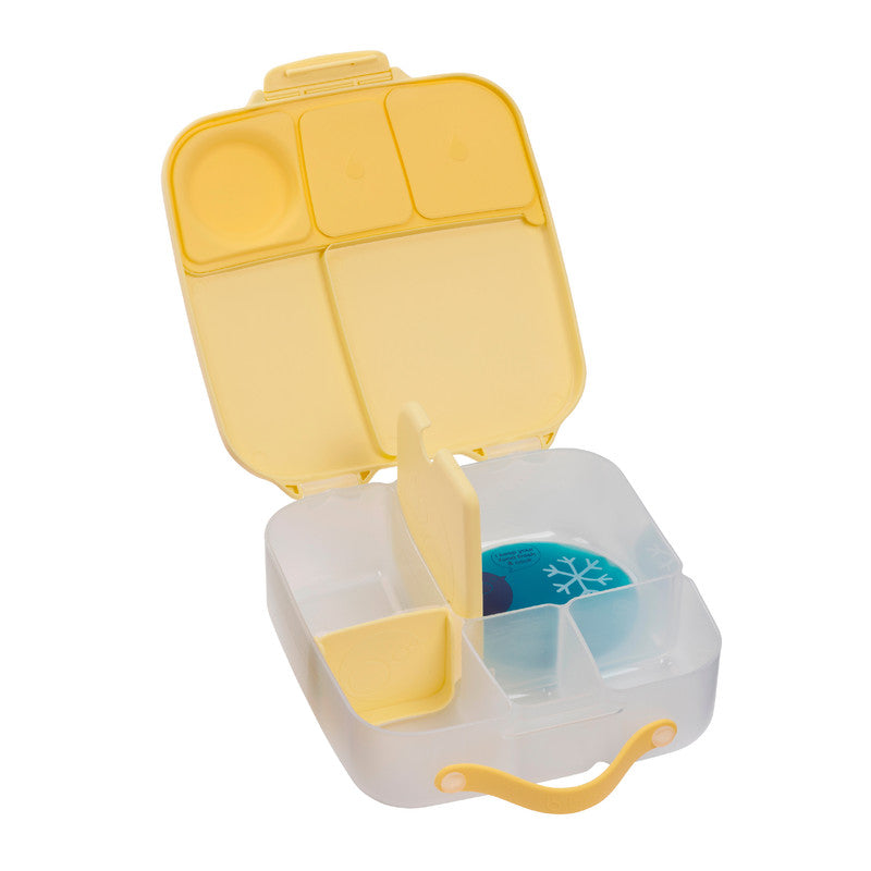 b.box Mini Lunchbox | Bento Box with 3 Compartments (2 Leakproof) | Ideal for Toddlers, Kids Lunch & Snacks | Fits Whole Piece of Fruit | BPA Free,Yellow