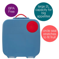 b.box Lunchbox | Jumbo Bento Box with 4 Compartments (2 Leakproof), Removable Divider, Gel Cold Pack | Ideal for School | From 3+ | 1L capacity | Blue_2