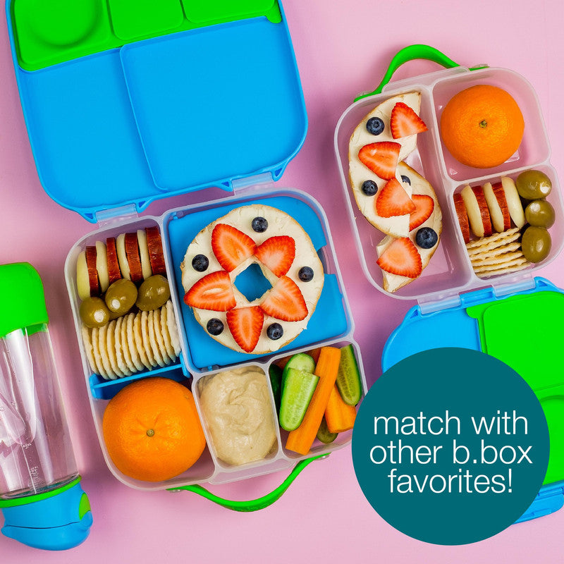 b.box Lunchbox | Jumbo Bento Box with 4 Compartments (2 Leakproof), Removable Divider, Gel Cold Pack | Ideal for School | From 3+ | 1L capacity | Blue