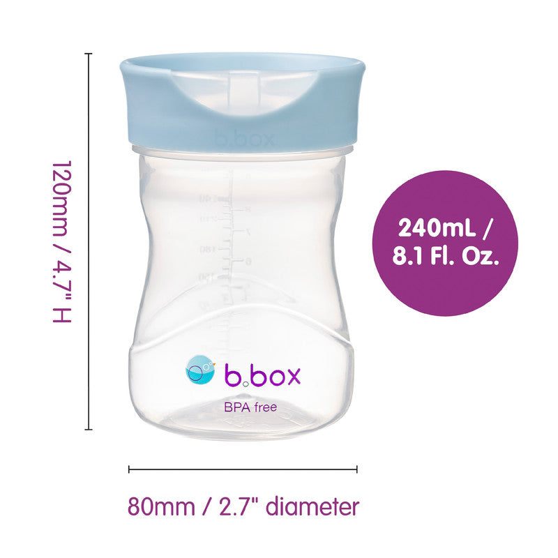b.box Toddler Training Cup: Free Flow, Easy Transition from Sippy to Big Kid Cup. BPA-Free, Dishwasher Safe | 12m+ | 240ml (lullaby ocean)