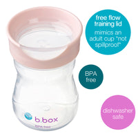 b.box Toddler Training Cup: Free Flow, Easy Transition from Sippy to Big Kid Cup. BPA-Free, Dishwasher Safe | 12m+ | 240ml (blush)_2