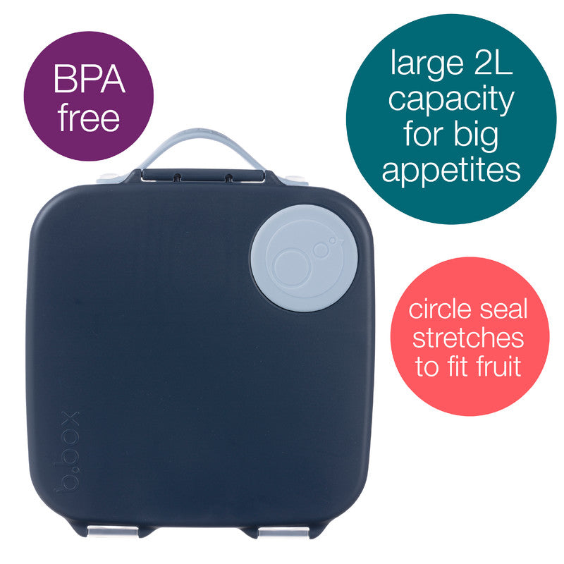 b.box Mini Lunchbox | Bento Box with 3 Compartments (2 Leakproof) | Ideal for Toddlers, Kids Lunch & Snacks | Fits Whole Piece of Fruit | BPA Free, Midnight