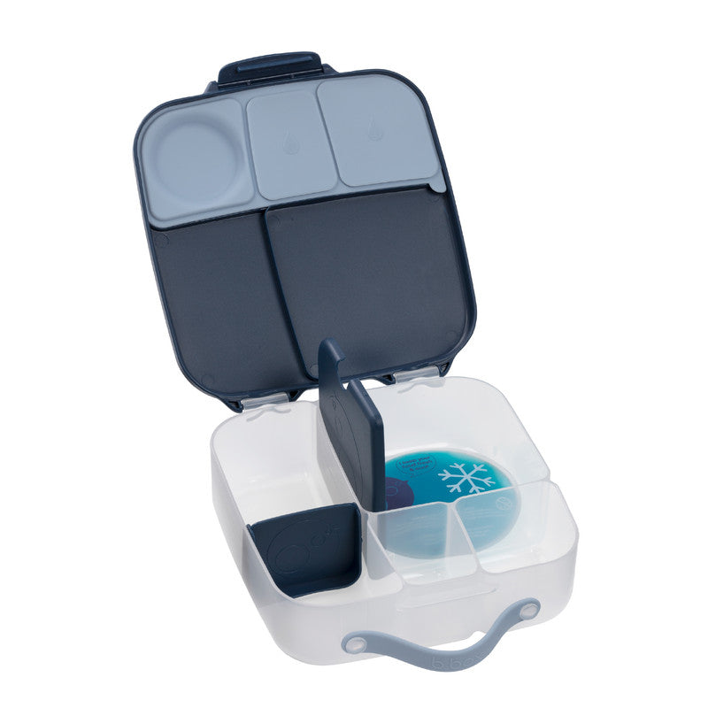 b.box Mini Lunchbox | Bento Box with 3 Compartments (2 Leakproof) | Ideal for Toddlers, Kids Lunch & Snacks | Fits Whole Piece of Fruit | BPA Free, Midnight