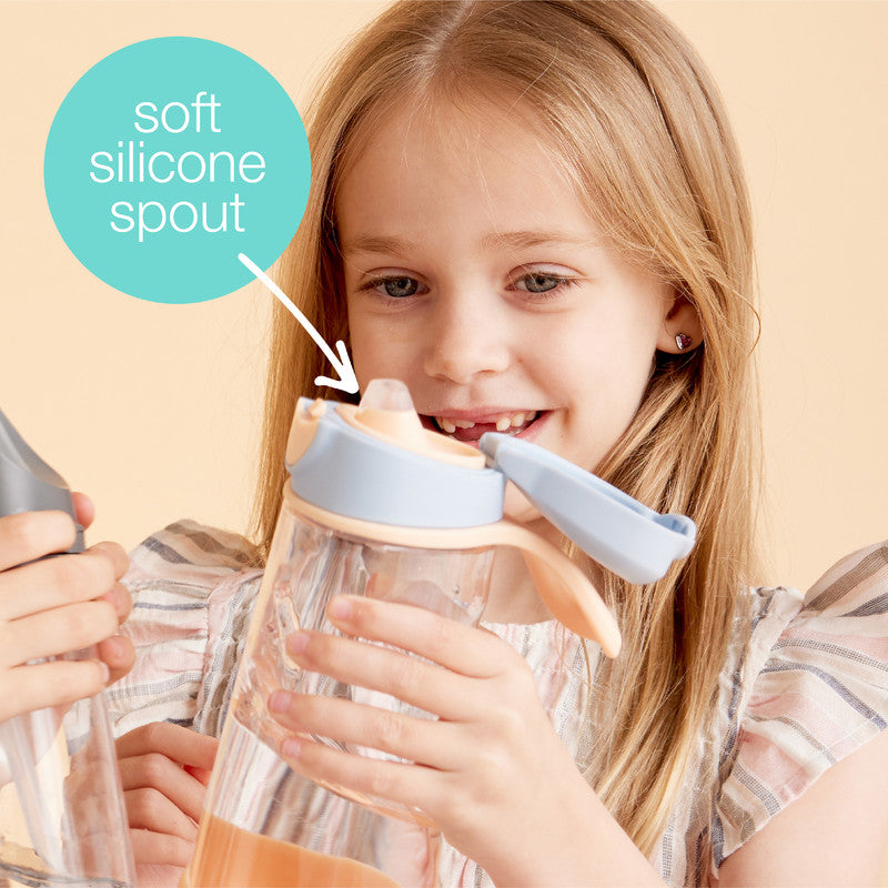 b.box Sport Spout Drink & Water Bottle | Easy Grip Bottle and Leakproof Lid | Cool Modern Child Friendly Design, Tilt and Sip | 600ml/20(feeling peachy)