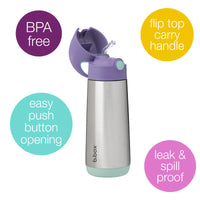 b.box Insulated Drink & Water Bottle | Insulated Double Wall Stainless Steel | Keeps Drinks Cold up to 15hrs, Warm up to 8hrs | 500ml/16.9( lilac pop)_2