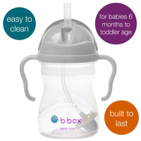 b.box Learning Cup for Every Angle | Flip Top, Heavy Straw, Handle, Leak-Proof | BPA Free & for Dishwasher | from 6 m | 240 ml (Gray)_2