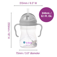 b.box Learning Cup for Every Angle | Flip Top, Heavy Straw, Handle, Leak-Proof | BPA Free & for Dishwasher | from 6 m | 240 ml (Gray)_3
