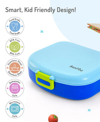 Bonfino Lunch Box, Leak-Resistant, Multi-Material Build, Durable, 3 Years+, 1300 mL, 24.3 x 21 x 7.7 cm - Blue_5