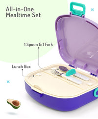 Bonfino Lunch Box, Leak-Resistant, Multi-Material Build, Durable, 3 Years+, 1300 mL, 24.3 x 21 x 7.7 cm - Purple_2