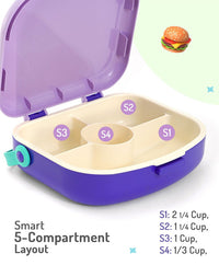 Bonfino Lunch Box, Leak-Resistant, Multi-Material Build, Durable, 3 Years+, 1300 mL, 24.3 x 21 x 7.7 cm - Purple_4