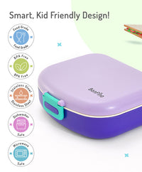 Bonfino Lunch Box, Leak-Resistant, Multi-Material Build, Durable, 3 Years+, 1300 mL, 24.3 x 21 x 7.7 cm - Purple_5