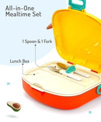 Bonfino Lunch Box, Leak-Resistant, Multi-Material Build, Durable, 3 Years+, 1300 mL, 24.3 x 21 x 7.7 cm - Yellow and Orange_2