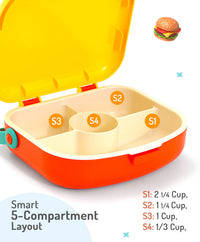 Bonfino Lunch Box, Leak-Resistant, Multi-Material Build, Durable, 3 Years+, 1300 mL, 24.3 x 21 x 7.7 cm - Yellow and Orange_3