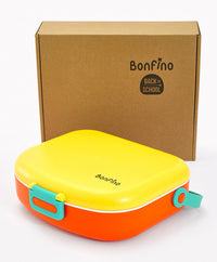 Bonfino Lunch Box, Leak-Resistant, Multi-Material Build, Durable, 3 Years+, 1300 mL, 24.3 x 21 x 7.7 cm - Yellow and Orange_7