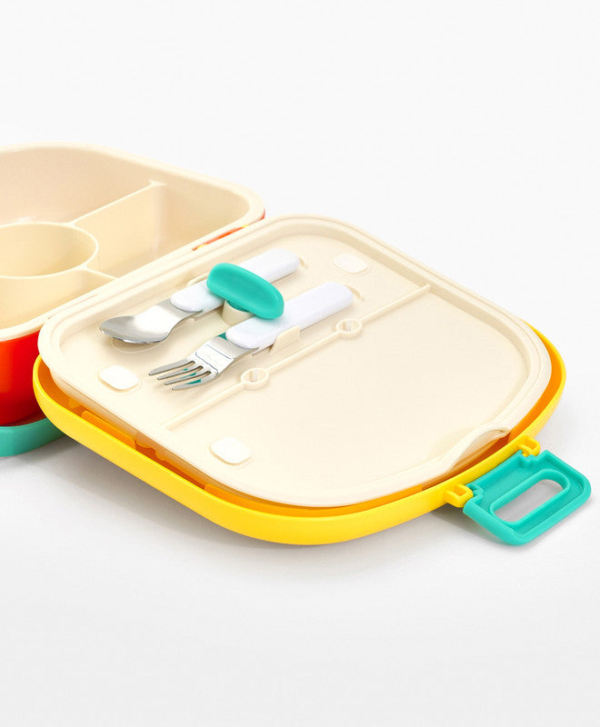 Bonfino Lunch Box, Leak-Resistant, Multi-Material Build, Durable, 3 Years+, 1300 mL, 24.3 x 21 x 7.7 cm - Yellow and Orange