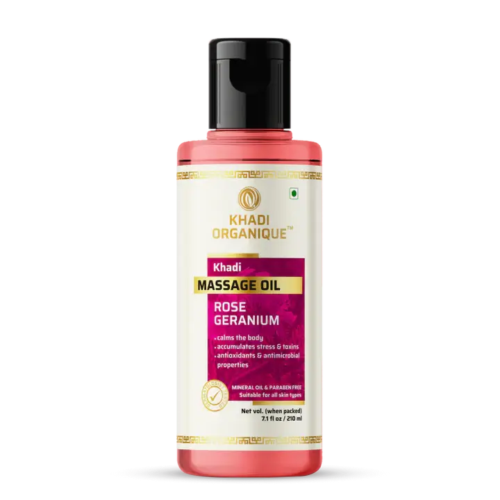 Khadi Organique Rose Geranium Massage oil (Mineral Oil free ) 210ml