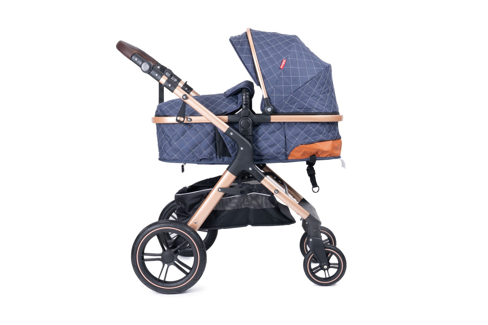 Belecoo one fold-to-half luxury pram 2 in 1 - Blue