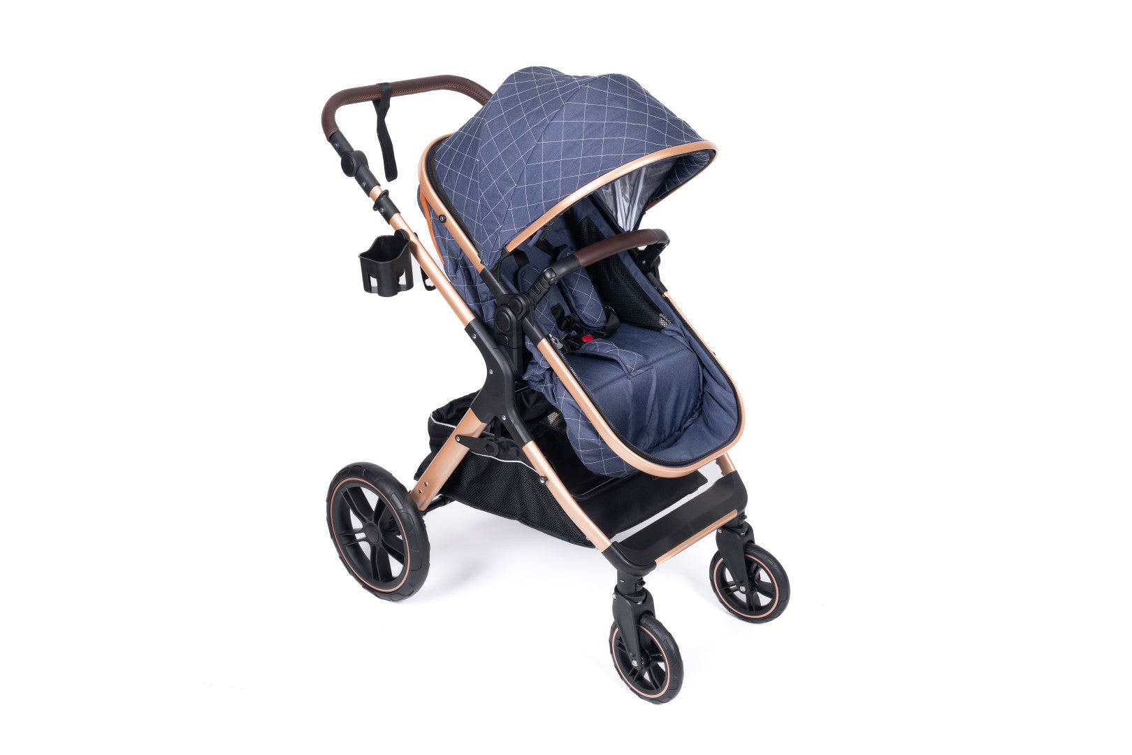 Belecoo one fold-to-half luxury pram 2 in 1 - Blue