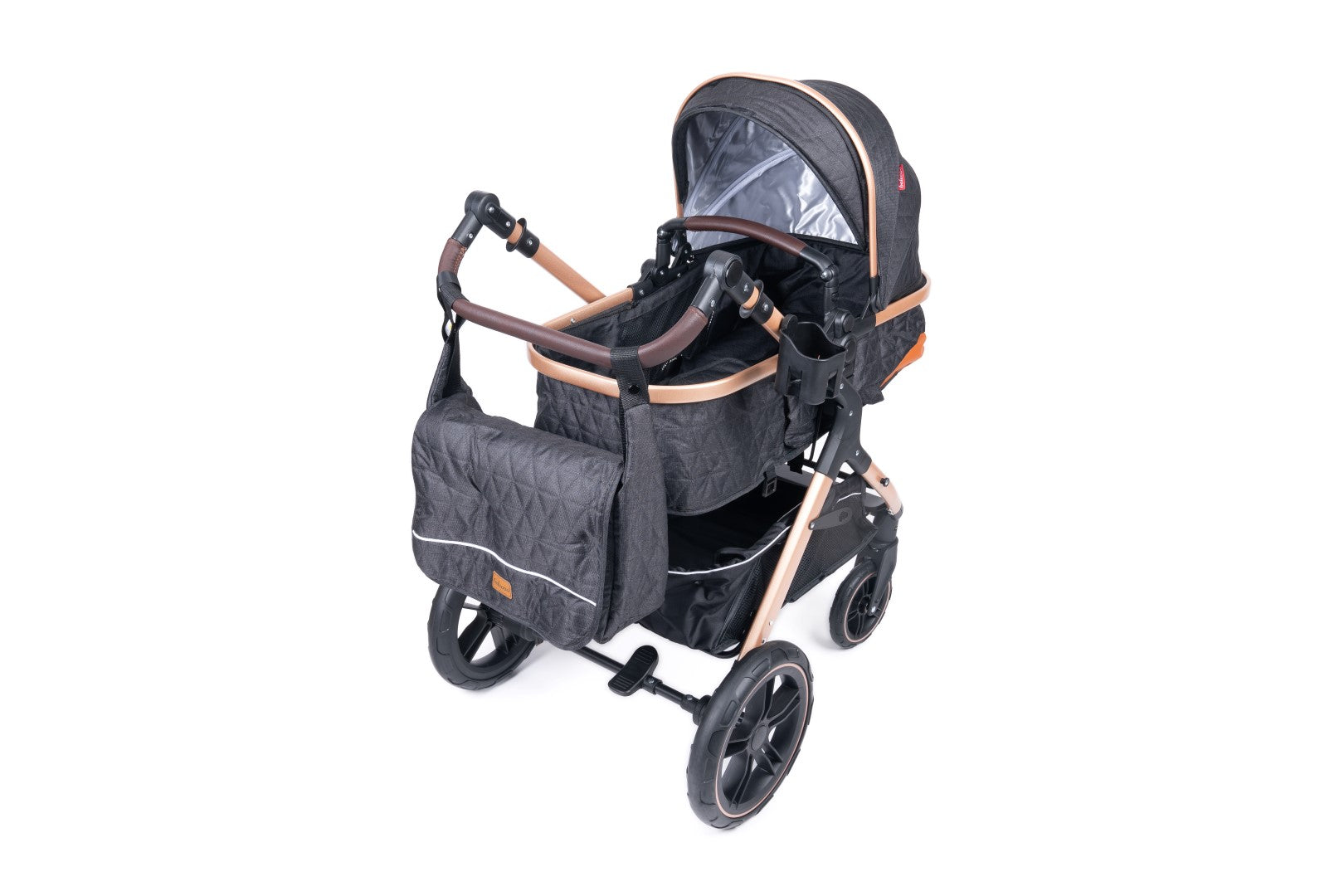Belecoo one fold-to-half luxury pram 2 in 1 - Black