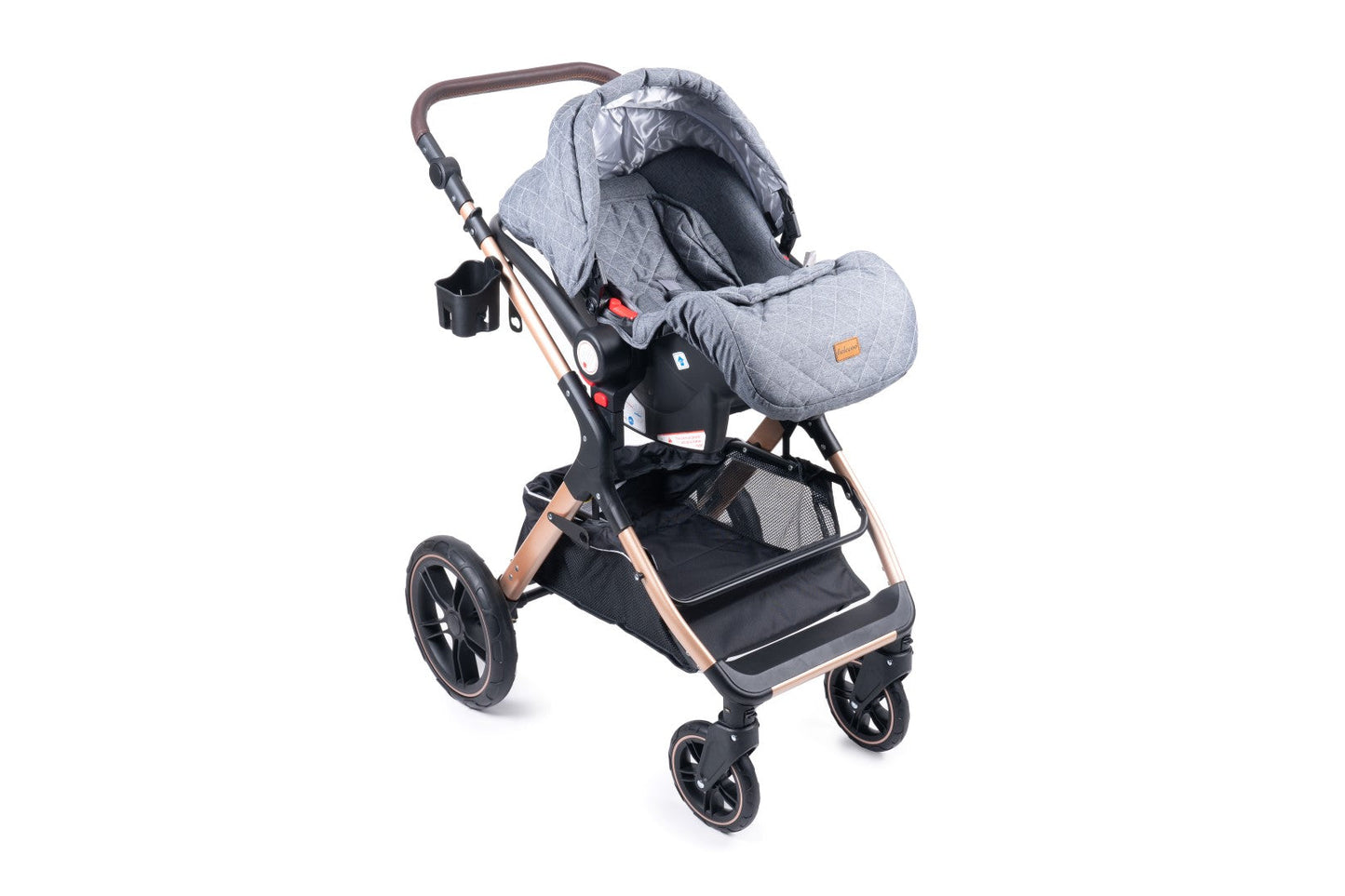 Belecoo one fold-to-half luxury pram 3 in 1 with Car Seat - Grey