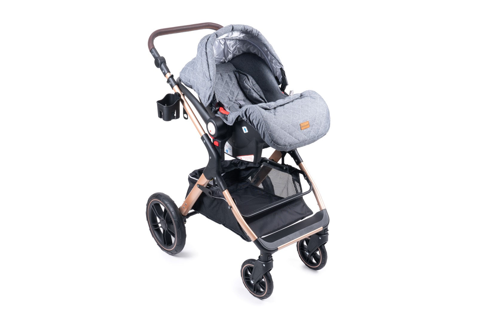 Belecoo one fold-to-half luxury pram 3 in 1 with Car Seat - Grey