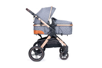 Belecoo one fold-to-half luxury pram 3 in 1 with Car Seat - Grey_7