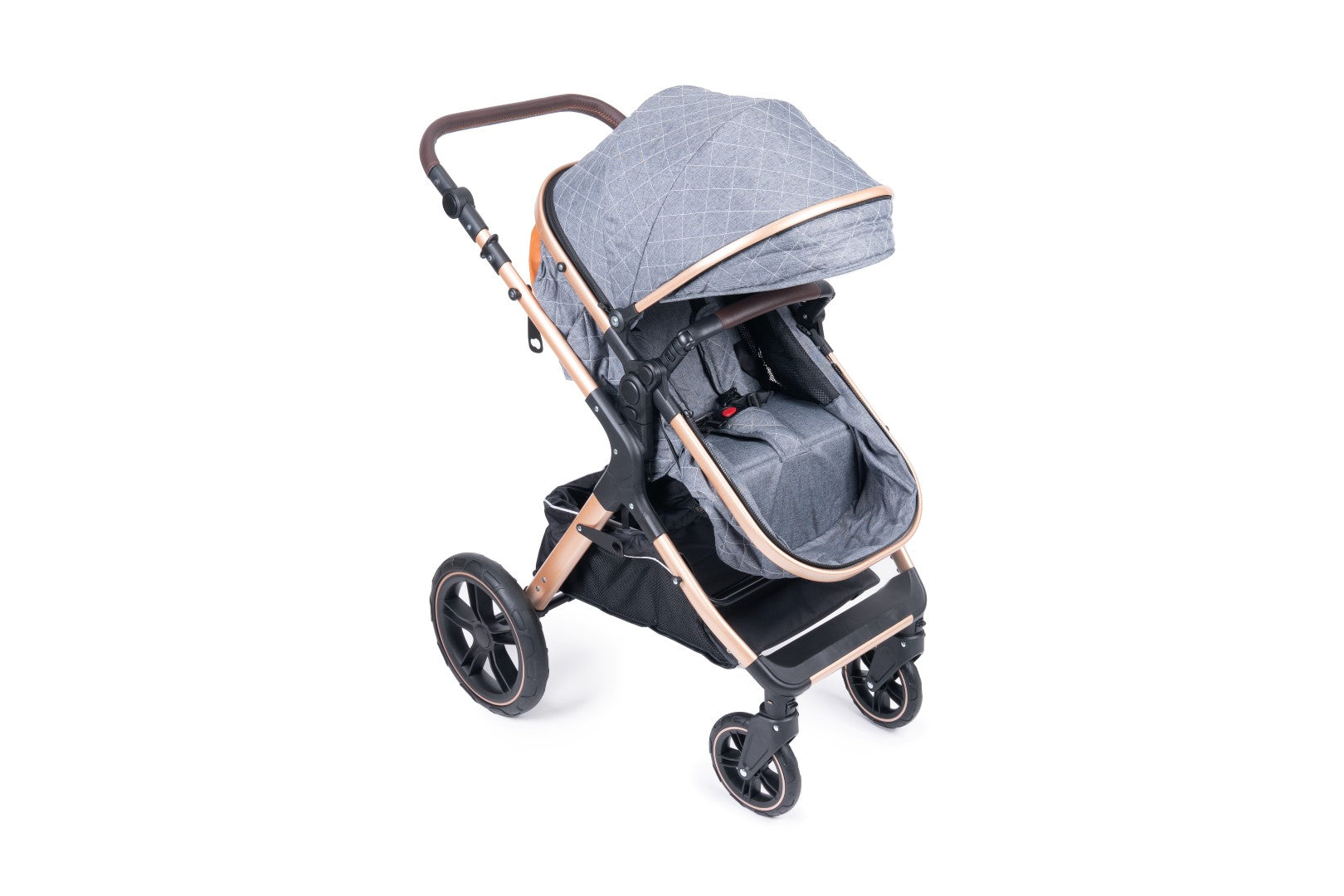 Belecoo one fold-to-half luxury pram 3 in 1 with Car Seat - Grey