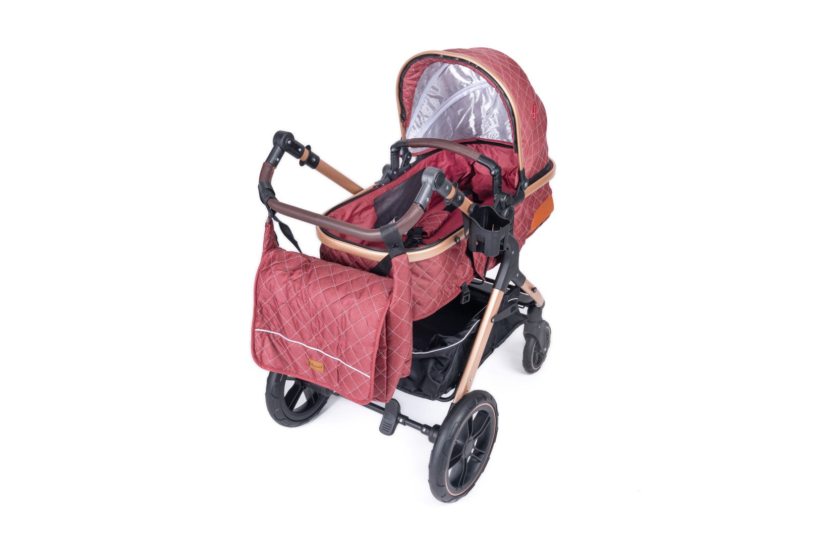 Belecoo one fold-to-half luxury pram 2 in 1 - Red
